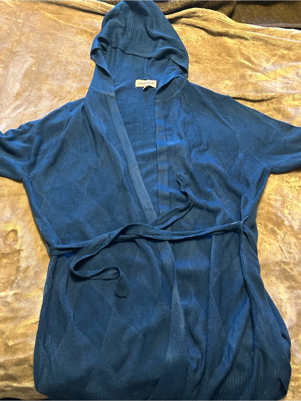 Carol Rose Teal Blue Knit Hoodie
